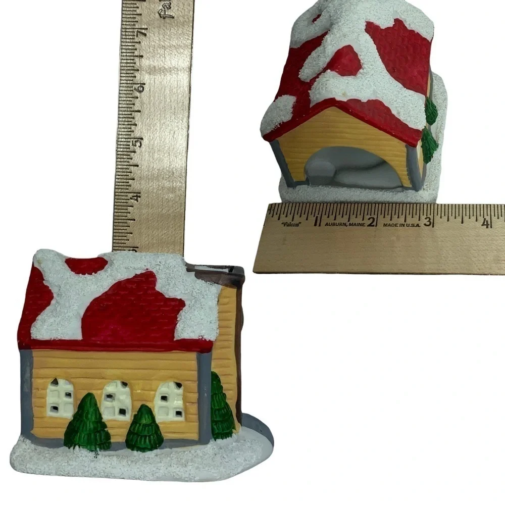 Vintage Village Church Candle Holder Tea Light Porcelain Pierced Cut Outs 3 in